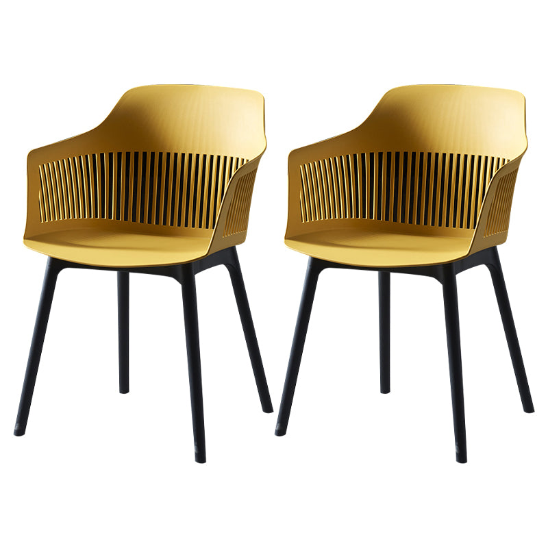 Plastic Scandinavian Dining Kitchen Room Chair Slat Back Arm Chair Ginger 2 Piece Set Clearhalo ' kitchen&dining_furn' 'Dining Chairs' 'Dining Tables & Seating' 'dining_chair' 'furn' 'furn_dining_chair' 'Furniture' 'furniture_dining_chair' 'Kitchen & Dining Furniture' 'kitchen' 4640944