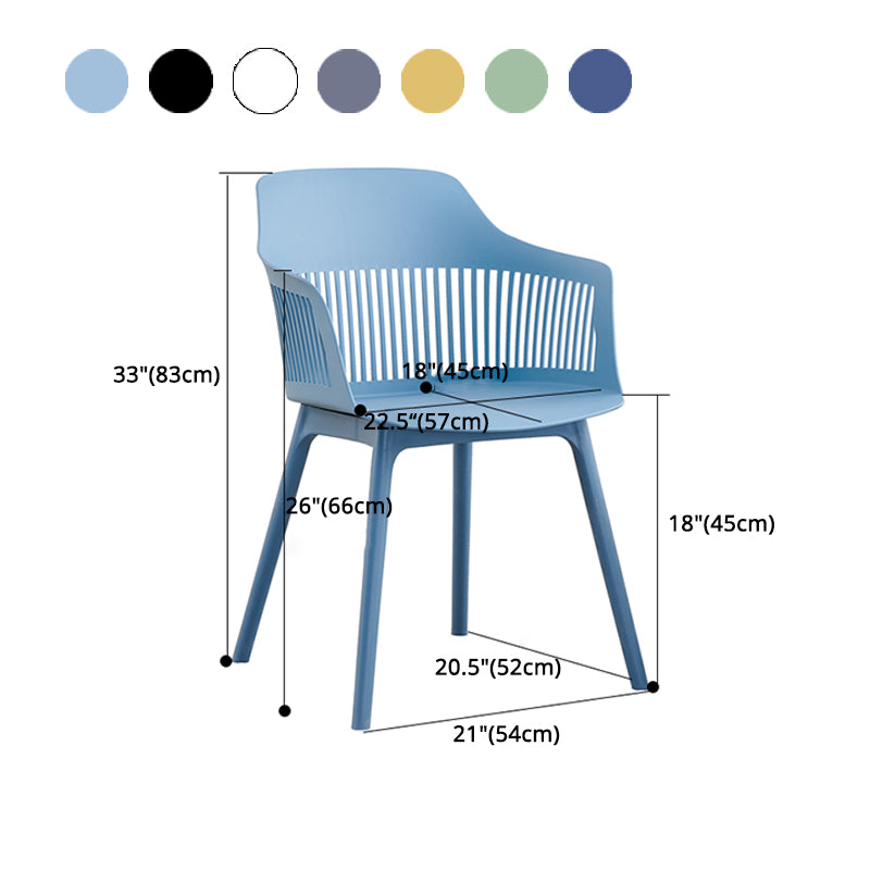 Plastic Scandinavian Dining Kitchen Room Chair Slat Back Arm Chair Clearhalo ' kitchen&dining_furn' 'Dining Chairs' 'Dining Tables & Seating' 'dining_chair' 'furn' 'furn_dining_chair' 'Furniture' 'furniture_dining_chair' 'Kitchen & Dining Furniture' 'kitchen' 4640946