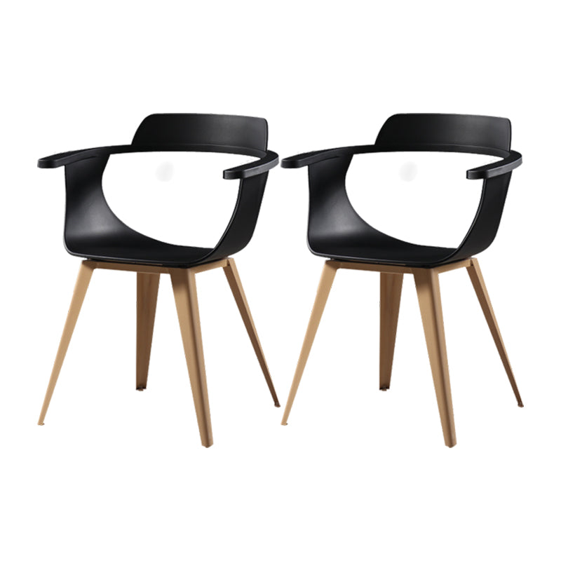 Modern Chair Open Back Dining Arm Chairs with Metal Legs for Kitchen Black 2 Piece Set Clearhalo ' kitchen&dining_furn' 'Dining Chairs' 'Dining Tables & Seating' 'dining_chair' 'furn' 'furn_dining_chair' 'Furniture' 'furniture_dining_chair' 'Kitchen & Dining Furniture' 'kitchen' 4640950