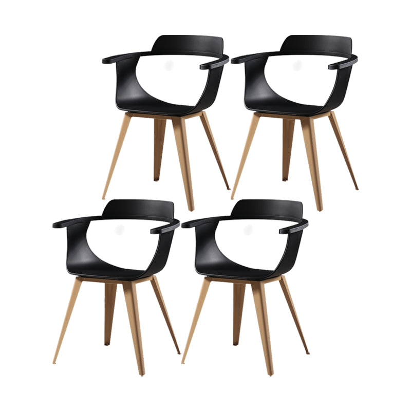 Modern Chair Open Back Dining Arm Chairs with Metal Legs for Kitchen Black 4 Piece Set Clearhalo ' kitchen&dining_furn' 'Dining Chairs' 'Dining Tables & Seating' 'dining_chair' 'furn' 'furn_dining_chair' 'Furniture' 'furniture_dining_chair' 'Kitchen & Dining Furniture' 'kitchen' 4640952