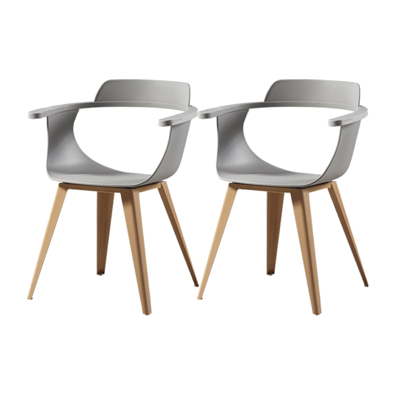 Modern Chair Open Back Dining Arm Chairs with Metal Legs for Kitchen Grey 2 Piece Set Clearhalo ' kitchen&dining_furn' 'Dining Chairs' 'Dining Tables & Seating' 'dining_chair' 'furn' 'furn_dining_chair' 'Furniture' 'furniture_dining_chair' 'Kitchen & Dining Furniture' 'kitchen' 4640956