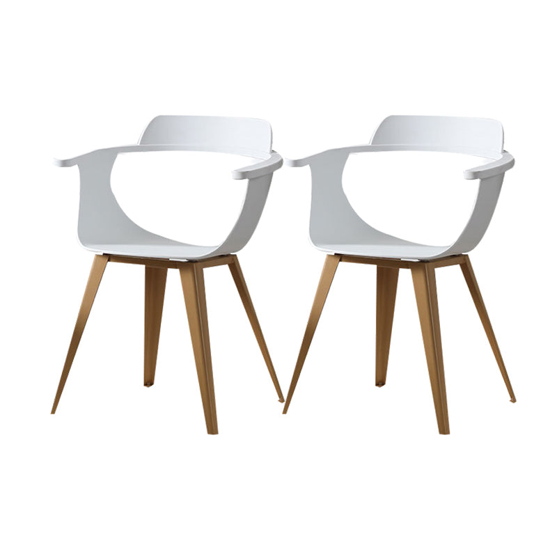 Modern Chair Open Back Dining Arm Chairs with Metal Legs for Kitchen White 2 Piece Set Clearhalo ' kitchen&dining_furn' 'Dining Chairs' 'Dining Tables & Seating' 'dining_chair' 'furn' 'furn_dining_chair' 'Furniture' 'furniture_dining_chair' 'Kitchen & Dining Furniture' 'kitchen' 4640962