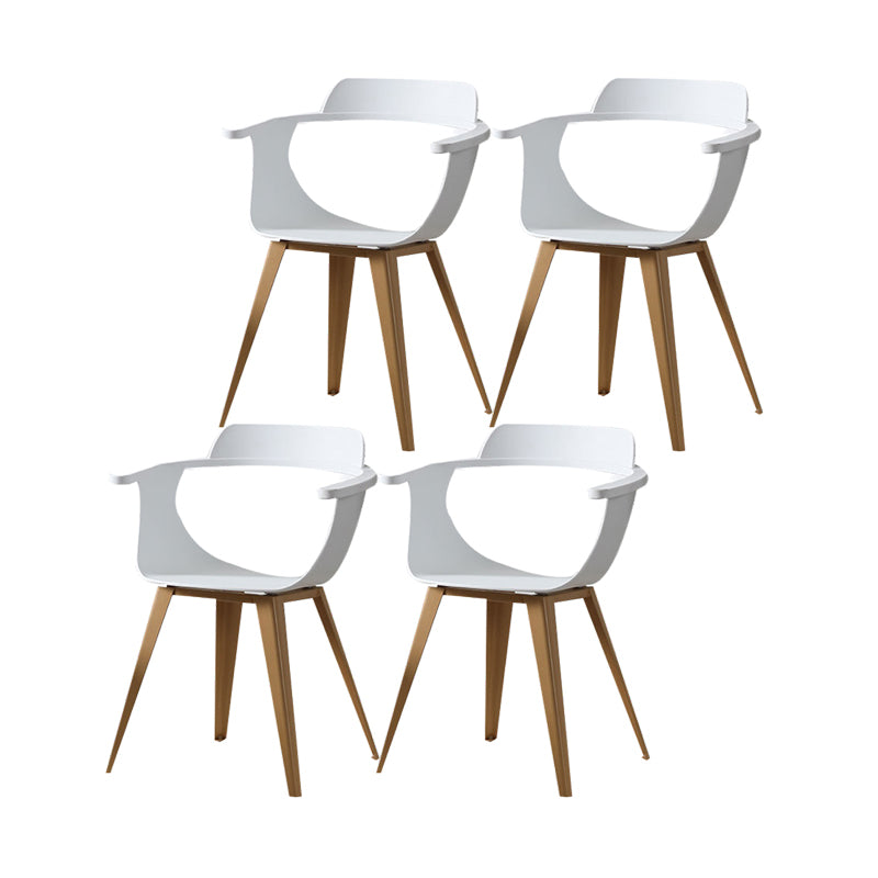 Modern Chair Open Back Dining Arm Chairs with Metal Legs for Kitchen White 4 Piece Set Clearhalo ' kitchen&dining_furn' 'Dining Chairs' 'Dining Tables & Seating' 'dining_chair' 'furn' 'furn_dining_chair' 'Furniture' 'furniture_dining_chair' 'Kitchen & Dining Furniture' 'kitchen' 4640964