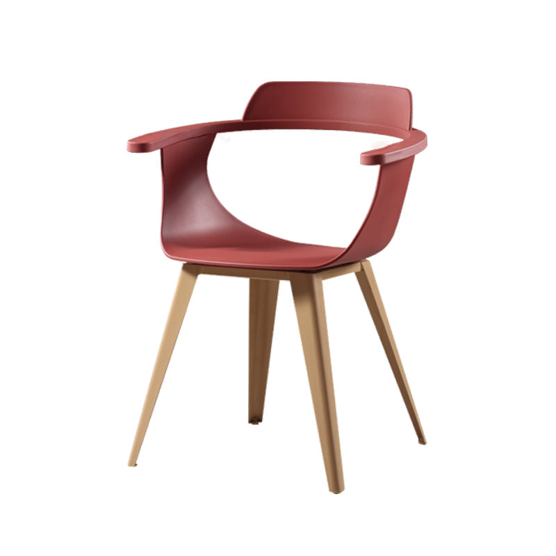 Modern Chair Open Back Dining Arm Chairs with Metal Legs for Kitchen Red 1 Piece Clearhalo ' kitchen&dining_furn' 'Dining Chairs' 'Dining Tables & Seating' 'dining_chair' 'furn' 'furn_dining_chair' 'Furniture' 'furniture_dining_chair' 'Kitchen & Dining Furniture' 'kitchen' 4640965