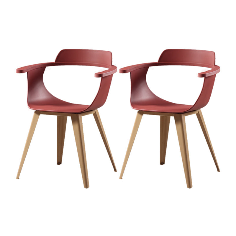 Modern Chair Open Back Dining Arm Chairs with Metal Legs for Kitchen Red 2 Piece Set Clearhalo ' kitchen&dining_furn' 'Dining Chairs' 'Dining Tables & Seating' 'dining_chair' 'furn' 'furn_dining_chair' 'Furniture' 'furniture_dining_chair' 'Kitchen & Dining Furniture' 'kitchen' 4640967