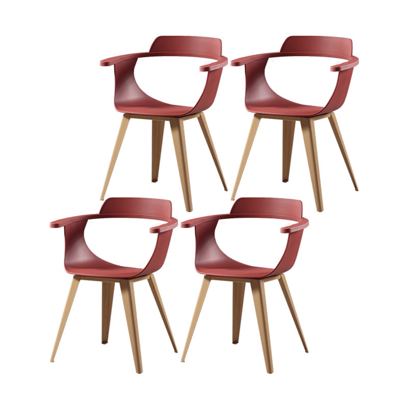 Modern Chair Open Back Dining Arm Chairs with Metal Legs for Kitchen Red 4 Piece Set Clearhalo ' kitchen&dining_furn' 'Dining Chairs' 'Dining Tables & Seating' 'dining_chair' 'furn' 'furn_dining_chair' 'Furniture' 'furniture_dining_chair' 'Kitchen & Dining Furniture' 'kitchen' 4640968
