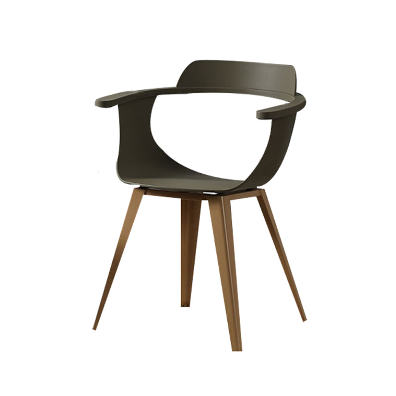 Modern Chair Open Back Dining Arm Chairs with Metal Legs for Kitchen Gray-Green 1 Piece Clearhalo ' kitchen&dining_furn' 'Dining Chairs' 'Dining Tables & Seating' 'dining_chair' 'furn' 'furn_dining_chair' 'Furniture' 'furniture_dining_chair' 'Kitchen & Dining Furniture' 'kitchen' 4640972