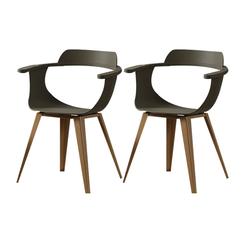 Modern Chair Open Back Dining Arm Chairs with Metal Legs for Kitchen Gray-Green 2 Piece Set Clearhalo ' kitchen&dining_furn' 'Dining Chairs' 'Dining Tables & Seating' 'dining_chair' 'furn' 'furn_dining_chair' 'Furniture' 'furniture_dining_chair' 'Kitchen & Dining Furniture' 'kitchen' 4640973