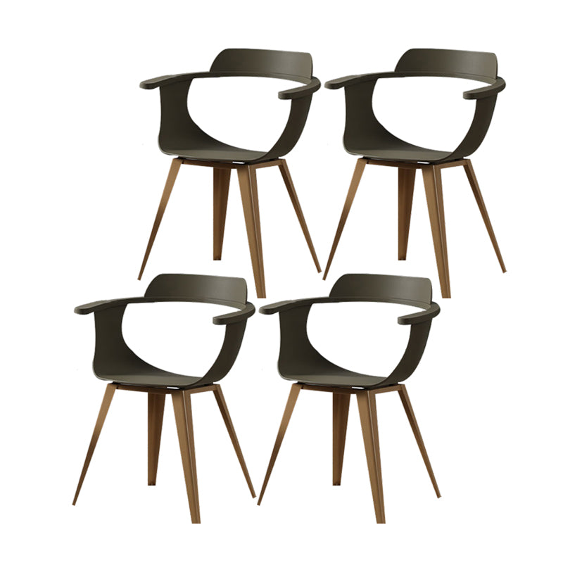 Modern Chair Open Back Dining Arm Chairs with Metal Legs for Kitchen Gray-Green 4 Piece Set Clearhalo ' kitchen&dining_furn' 'Dining Chairs' 'Dining Tables & Seating' 'dining_chair' 'furn' 'furn_dining_chair' 'Furniture' 'furniture_dining_chair' 'Kitchen & Dining Furniture' 'kitchen' 4640974