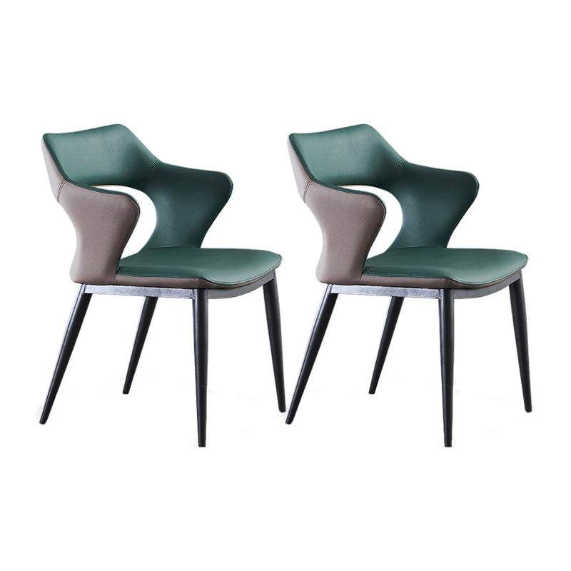Industrial Design Faux Leather Dining Chairs Open Back Arm Dining Chairs Green 2 Piece Set Clearhalo ' kitchen&dining_furn' 'Dining Chairs' 'Dining Tables & Seating' 'dining_chair' 'furn' 'furn_dining_chair' 'Furniture' 'furniture_dining_chair' 'Kitchen & Dining Furniture' 'kitchen' 4640978