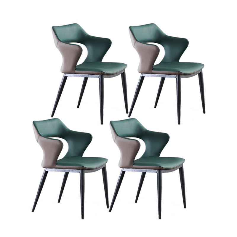 Industrial Design Faux Leather Dining Chairs Open Back Arm Dining Chairs Green 4 Piece Set Clearhalo ' kitchen&dining_furn' 'Dining Chairs' 'Dining Tables & Seating' 'dining_chair' 'furn' 'furn_dining_chair' 'Furniture' 'furniture_dining_chair' 'Kitchen & Dining Furniture' 'kitchen' 4640980