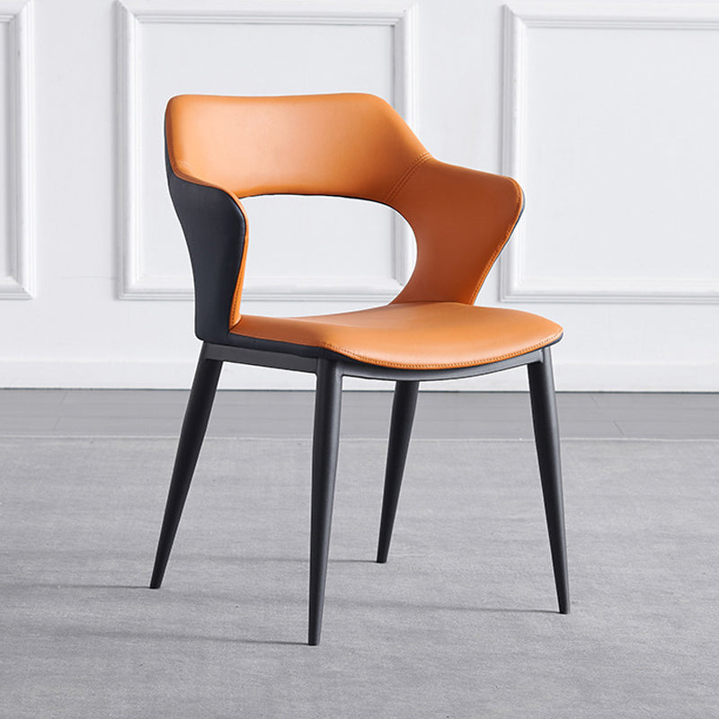 Industrial Design Faux Leather Dining Chairs Open Back Arm Dining Chairs Clearhalo ' kitchen&dining_furn' 'Dining Chairs' 'Dining Tables & Seating' 'dining_chair' 'furn' 'furn_dining_chair' 'Furniture' 'furniture_dining_chair' 'Kitchen & Dining Furniture' 'kitchen' 4640981