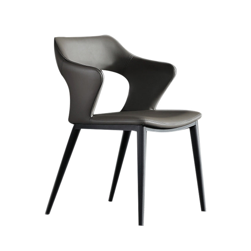 Industrial Design Faux Leather Dining Chairs Open Back Arm Dining Chairs Grey 1 Piece Clearhalo ' kitchen&dining_furn' 'Dining Chairs' 'Dining Tables & Seating' 'dining_chair' 'furn' 'furn_dining_chair' 'Furniture' 'furniture_dining_chair' 'Kitchen & Dining Furniture' 'kitchen' 4640982