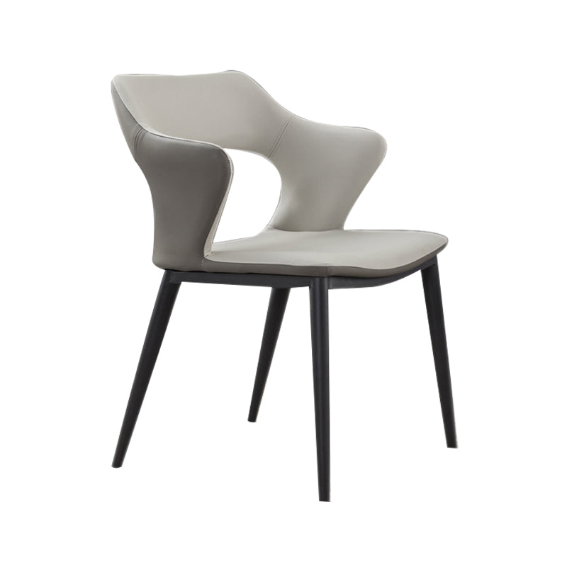 Industrial Design Faux Leather Dining Chairs Open Back Arm Dining Chairs Light Gray 1 Piece Clearhalo ' kitchen&dining_furn' 'Dining Chairs' 'Dining Tables & Seating' 'dining_chair' 'furn' 'furn_dining_chair' 'Furniture' 'furniture_dining_chair' 'Kitchen & Dining Furniture' 'kitchen' 4640988