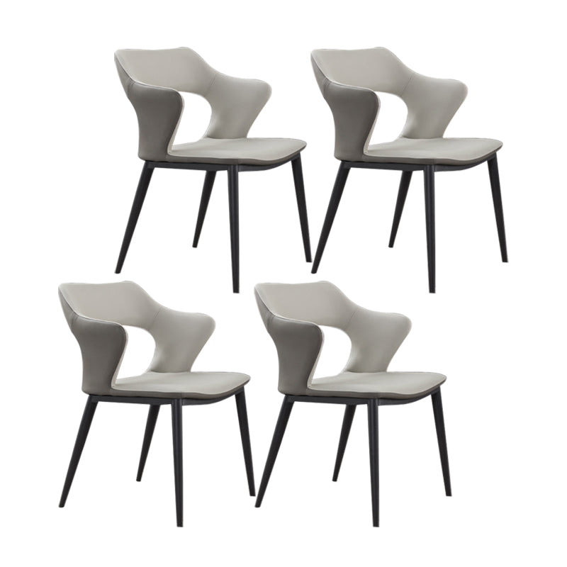 Industrial Design Faux Leather Dining Chairs Open Back Arm Dining Chairs Light Gray 4 Piece Set Clearhalo ' kitchen&dining_furn' 'Dining Chairs' 'Dining Tables & Seating' 'dining_chair' 'furn' 'furn_dining_chair' 'Furniture' 'furniture_dining_chair' 'Kitchen & Dining Furniture' 'kitchen' 4640992