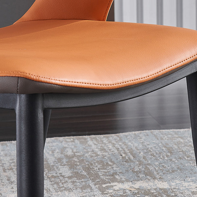 Industrial Design Faux Leather Dining Chairs Open Back Arm Dining Chairs Clearhalo ' kitchen&dining_furn' 'Dining Chairs' 'Dining Tables & Seating' 'dining_chair' 'furn' 'furn_dining_chair' 'Furniture' 'furniture_dining_chair' 'Kitchen & Dining Furniture' 'kitchen' 4640993