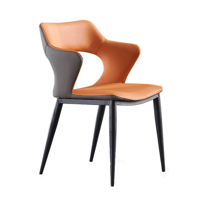 Industrial Design Faux Leather Dining Chairs Open Back Arm Dining Chairs Orange 1 Piece Clearhalo ' kitchen&dining_furn' 'Dining Chairs' 'Dining Tables & Seating' 'dining_chair' 'furn' 'furn_dining_chair' 'Furniture' 'furniture_dining_chair' 'Kitchen & Dining Furniture' 'kitchen' 4641000