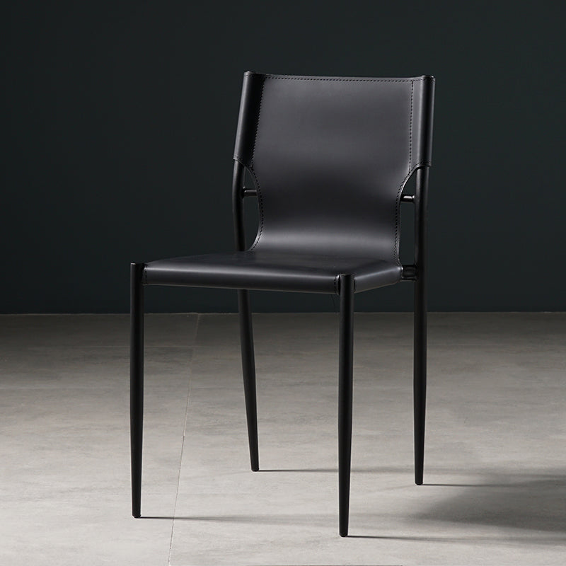Industrial Style Leather Dining Side Chair Solid Back Armless Dining Chair Black 1 Piece Clearhalo ' kitchen&dining_furn' 'Dining Chairs' 'Dining Tables & Seating' 'dining_chair' 'furn' 'furn_dining_chair' 'Furniture' 'furniture_dining_chair' 'Kitchen & Dining Furniture' 'kitchen' 4641005