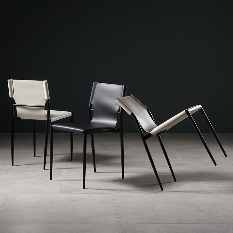 Industrial Style Leather Dining Side Chair Solid Back Armless Dining Chair Clearhalo ' kitchen&dining_furn' 'Dining Chairs' 'Dining Tables & Seating' 'dining_chair' 'furn' 'furn_dining_chair' 'Furniture' 'furniture_dining_chair' 'Kitchen & Dining Furniture' 'kitchen' 4641007