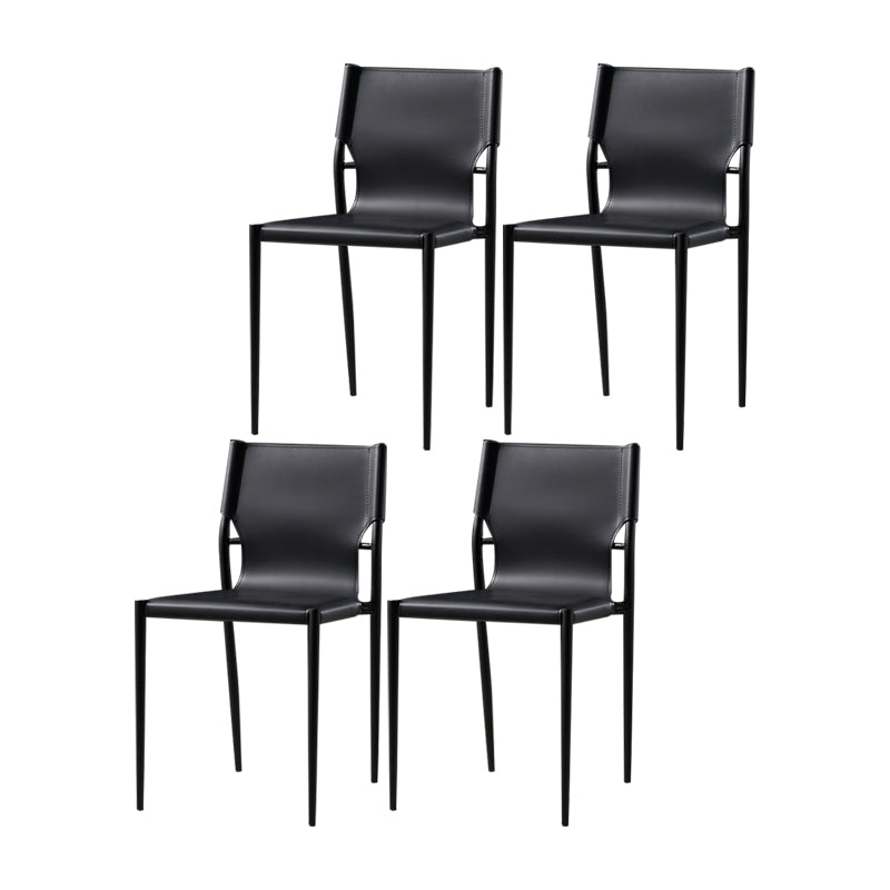 Industrial Style Leather Dining Side Chair Solid Back Armless Dining Chair Black 4 Piece Set Clearhalo ' kitchen&dining_furn' 'Dining Chairs' 'Dining Tables & Seating' 'dining_chair' 'furn' 'furn_dining_chair' 'Furniture' 'furniture_dining_chair' 'Kitchen & Dining Furniture' 'kitchen' 4641008