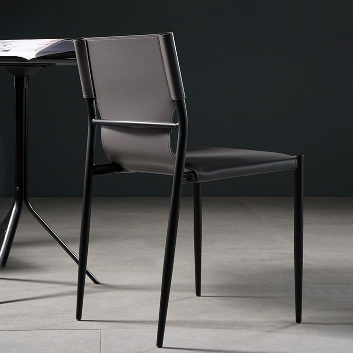 Industrial Style Leather Dining Side Chair Solid Back Armless Dining Chair Clearhalo ' kitchen&dining_furn' 'Dining Chairs' 'Dining Tables & Seating' 'dining_chair' 'furn' 'furn_dining_chair' 'Furniture' 'furniture_dining_chair' 'Kitchen & Dining Furniture' 'kitchen' 4641009