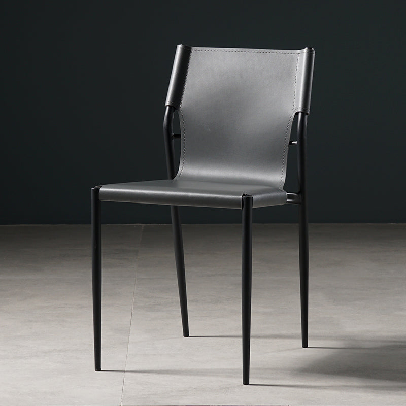 Industrial Style Leather Dining Side Chair Solid Back Armless Dining Chair Grey 1 Piece Clearhalo ' kitchen&dining_furn' 'Dining Chairs' 'Dining Tables & Seating' 'dining_chair' 'furn' 'furn_dining_chair' 'Furniture' 'furniture_dining_chair' 'Kitchen & Dining Furniture' 'kitchen' 4641010
