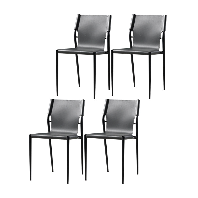 Industrial Style Leather Dining Side Chair Solid Back Armless Dining Chair Grey 4 Piece Set Clearhalo ' kitchen&dining_furn' 'Dining Chairs' 'Dining Tables & Seating' 'dining_chair' 'furn' 'furn_dining_chair' 'Furniture' 'furniture_dining_chair' 'Kitchen & Dining Furniture' 'kitchen' 4641014