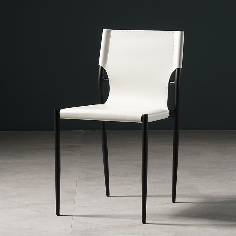 Industrial Style Leather Dining Side Chair Solid Back Armless Dining Chair White 1 Piece Clearhalo ' kitchen&dining_furn' 'Dining Chairs' 'Dining Tables & Seating' 'dining_chair' 'furn' 'furn_dining_chair' 'Furniture' 'furniture_dining_chair' 'Kitchen & Dining Furniture' 'kitchen' 4641016