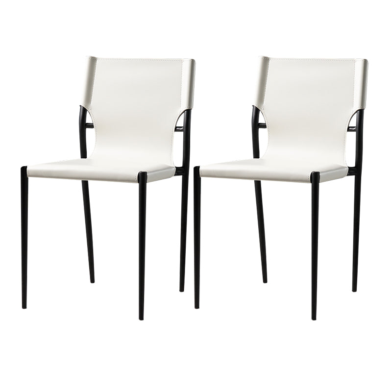 Industrial Style Leather Dining Side Chair Solid Back Armless Dining Chair White 2 Piece Set Clearhalo ' kitchen&dining_furn' 'Dining Chairs' 'Dining Tables & Seating' 'dining_chair' 'furn' 'furn_dining_chair' 'Furniture' 'furniture_dining_chair' 'Kitchen & Dining Furniture' 'kitchen' 4641019