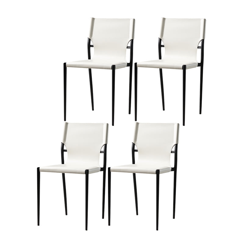 Industrial Style Leather Dining Side Chair Solid Back Armless Dining Chair White 4 Piece Set Clearhalo ' kitchen&dining_furn' 'Dining Chairs' 'Dining Tables & Seating' 'dining_chair' 'furn' 'furn_dining_chair' 'Furniture' 'furniture_dining_chair' 'Kitchen & Dining Furniture' 'kitchen' 4641020