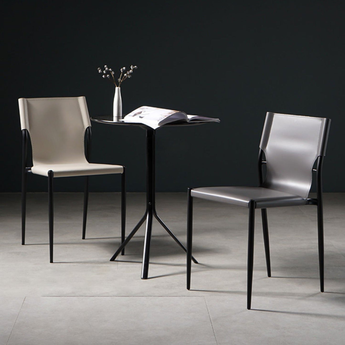 Industrial Style Leather Dining Side Chair Solid Back Armless Dining Chair Clearhalo ' kitchen&dining_furn' 'Dining Chairs' 'Dining Tables & Seating' 'dining_chair' 'furn' 'furn_dining_chair' 'Furniture' 'furniture_dining_chair' 'Kitchen & Dining Furniture' 'kitchen' 4641021