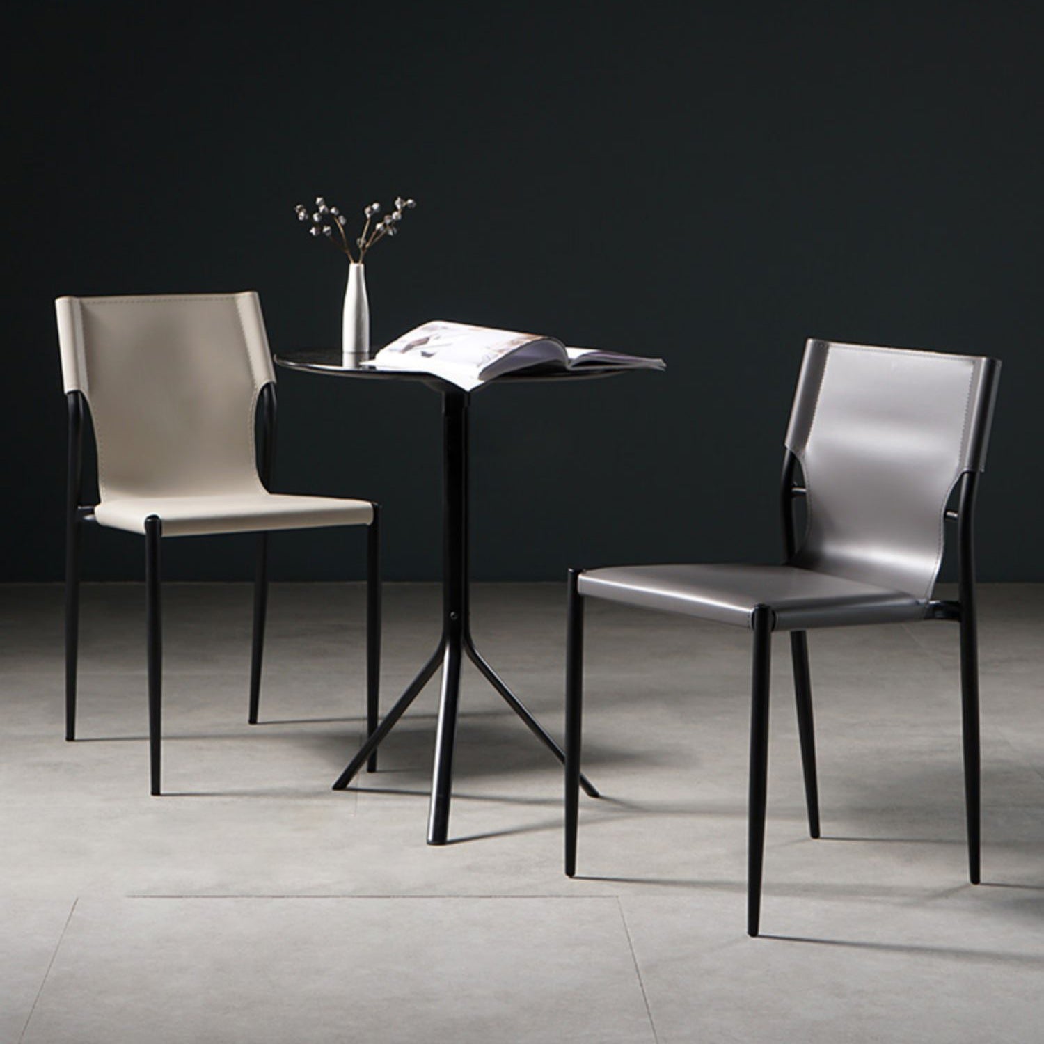 Industrial Style Leather Dining Side Chair Solid Back Armless Dining Chair Clearhalo ' kitchen&dining_furn' 'Dining Chairs' 'Dining Tables & Seating' 'dining_chair' 'furn' 'furn_dining_chair' 'Furniture' 'furniture_dining_chair' 'Kitchen & Dining Furniture' 'kitchen' 4641021