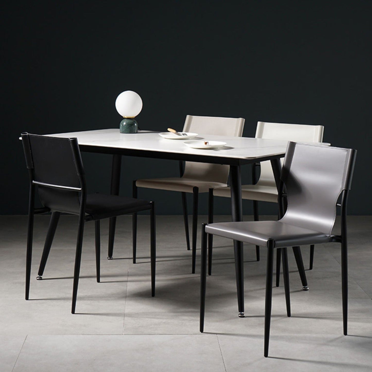 Industrial Style Leather Dining Side Chair Solid Back Armless Dining Chair Clearhalo ' kitchen&dining_furn' 'Dining Chairs' 'Dining Tables & Seating' 'dining_chair' 'furn' 'furn_dining_chair' 'Furniture' 'furniture_dining_chair' 'Kitchen & Dining Furniture' 'kitchen' 4641022