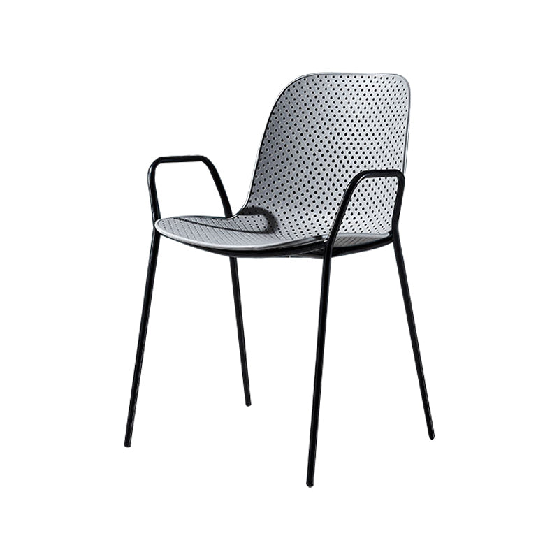 Modern Style Chair Dining Arm Chairs with Metal Legs for Kitchen Dark Gray-Black 1 Piece Clearhalo ' kitchen&dining_furn' 'Dining Chairs' 'Dining Tables & Seating' 'dining_chair' 'furn' 'furn_dining_chair' 'Furniture' 'furniture_dining_chair' 'Kitchen & Dining Furniture' 'kitchen' 4641053