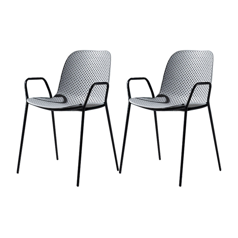Modern Style Chair Dining Arm Chairs with Metal Legs for Kitchen Dark Gray-Black 2 Piece Set Clearhalo ' kitchen&dining_furn' 'Dining Chairs' 'Dining Tables & Seating' 'dining_chair' 'furn' 'furn_dining_chair' 'Furniture' 'furniture_dining_chair' 'Kitchen & Dining Furniture' 'kitchen' 4641054