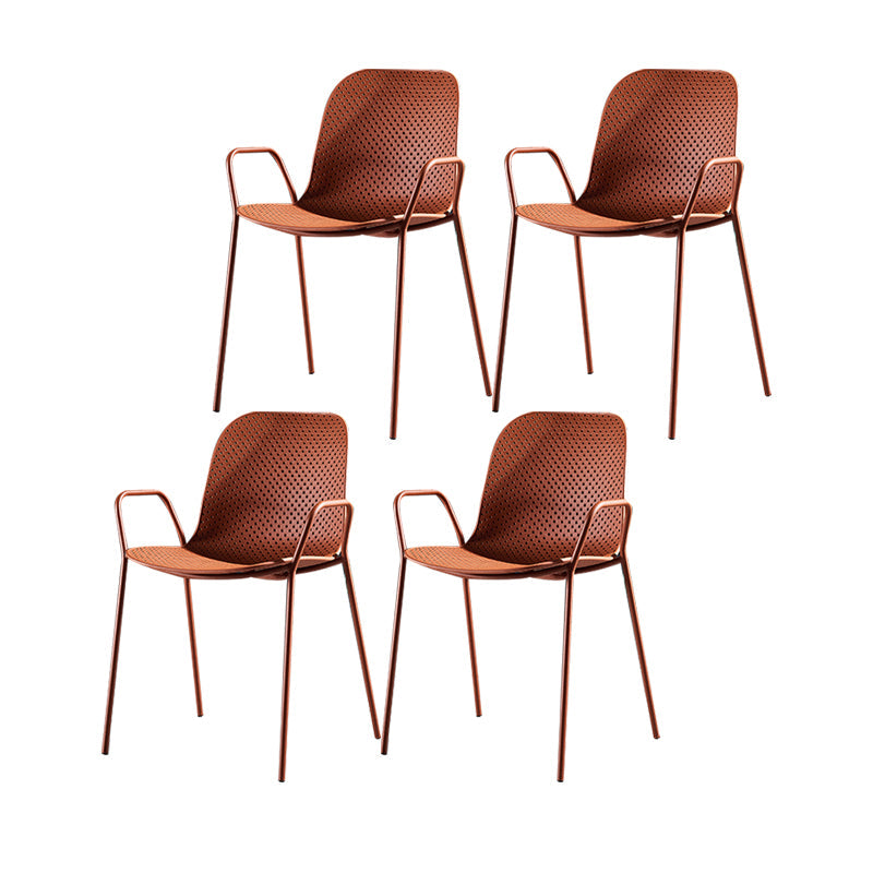 Modern Style Chair Dining Arm Chairs with Metal Legs for Kitchen Orange 4 Piece Set Clearhalo ' kitchen&dining_furn' 'Dining Chairs' 'Dining Tables & Seating' 'dining_chair' 'furn' 'furn_dining_chair' 'Furniture' 'furniture_dining_chair' 'Kitchen & Dining Furniture' 'kitchen' 4641061