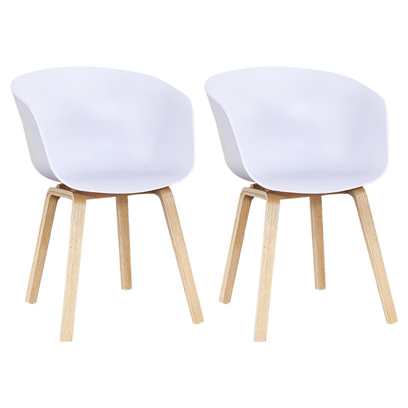 Modern Milk Tea Shop Solid Back Arm Chair Plastic Matte Finish Dining Chair White Set of 2 Clearhalo ' kitchen&dining_furn' 'Dining Chairs' 'Dining Tables & Seating' 'dining_chair' 'Furniture' 'furniture_dining_chair' 'Kitchen & Dining Furniture' 'kitchen' 4641082