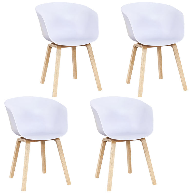 Modern Milk Tea Shop Solid Back Arm Chair Plastic Matte Finish Dining Chair White Set of 4 Clearhalo ' kitchen&dining_furn' 'Dining Chairs' 'Dining Tables & Seating' 'dining_chair' 'Furniture' 'furniture_dining_chair' 'Kitchen & Dining Furniture' 'kitchen' 4641083
