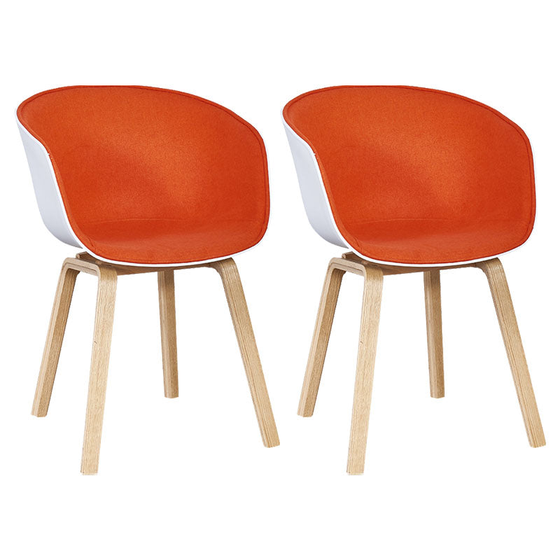 Modern Milk Tea Shop Solid Back Arm Chair Plastic Matte Finish Dining Chair Orange Set of 2 Clearhalo ' kitchen&dining_furn' 'Dining Chairs' 'Dining Tables & Seating' 'dining_chair' 'Furniture' 'furniture_dining_chair' 'Kitchen & Dining Furniture' 'kitchen' 4641100