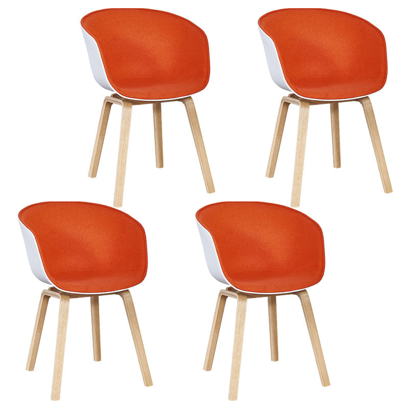 Modern Milk Tea Shop Solid Back Arm Chair Plastic Matte Finish Dining Chair Orange Set of 4 Clearhalo ' kitchen&dining_furn' 'Dining Chairs' 'Dining Tables & Seating' 'dining_chair' 'Furniture' 'furniture_dining_chair' 'Kitchen & Dining Furniture' 'kitchen' 4641101