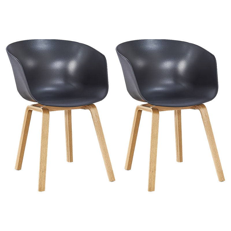 Modern Milk Tea Shop Solid Back Arm Chair Plastic Matte Finish Dining Chair Black Set of 2 Clearhalo ' kitchen&dining_furn' 'Dining Chairs' 'Dining Tables & Seating' 'dining_chair' 'Furniture' 'furniture_dining_chair' 'Kitchen & Dining Furniture' 'kitchen' 4641106