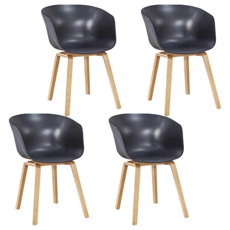 Modern Milk Tea Shop Solid Back Arm Chair Plastic Matte Finish Dining Chair Black Set of 4 Clearhalo ' kitchen&dining_furn' 'Dining Chairs' 'Dining Tables & Seating' 'dining_chair' 'Furniture' 'furniture_dining_chair' 'Kitchen & Dining Furniture' 'kitchen' 4641107