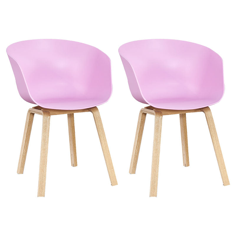 Modern Milk Tea Shop Solid Back Arm Chair Plastic Matte Finish Dining Chair Pink Set of 2 Clearhalo ' kitchen&dining_furn' 'Dining Chairs' 'Dining Tables & Seating' 'dining_chair' 'Furniture' 'furniture_dining_chair' 'Kitchen & Dining Furniture' 'kitchen' 4641109