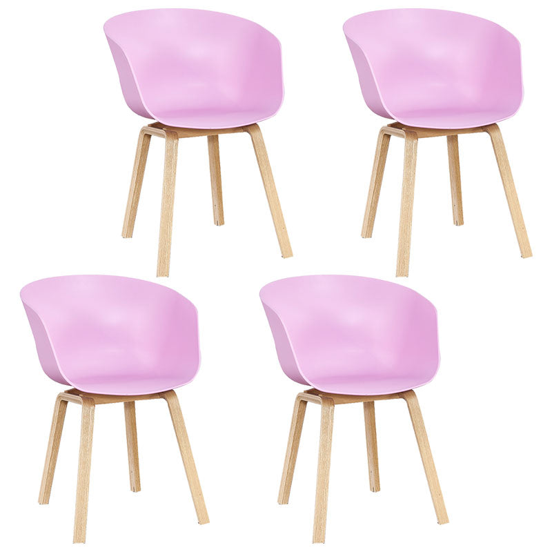 Modern Milk Tea Shop Solid Back Arm Chair Plastic Matte Finish Dining Chair Pink Set of 4 Clearhalo ' kitchen&dining_furn' 'Dining Chairs' 'Dining Tables & Seating' 'dining_chair' 'Furniture' 'furniture_dining_chair' 'Kitchen & Dining Furniture' 'kitchen' 4641110