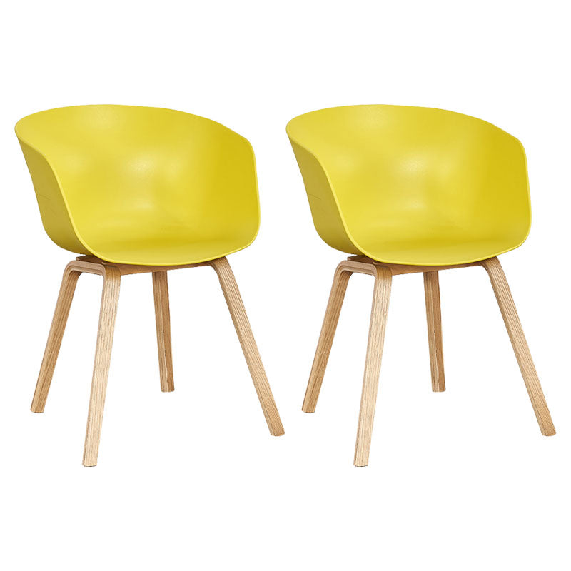 Modern Milk Tea Shop Solid Back Arm Chair Plastic Matte Finish Dining Chair Golden Set of 2 Clearhalo ' kitchen&dining_furn' 'Dining Chairs' 'Dining Tables & Seating' 'dining_chair' 'Furniture' 'furniture_dining_chair' 'Kitchen & Dining Furniture' 'kitchen' 4641112