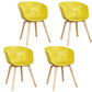 Modern Milk Tea Shop Solid Back Arm Chair Plastic Matte Finish Dining Chair Golden Set of 4 Clearhalo ' kitchen&dining_furn' 'Dining Chairs' 'Dining Tables & Seating' 'dining_chair' 'Furniture' 'furniture_dining_chair' 'Kitchen & Dining Furniture' 'kitchen' 4641113