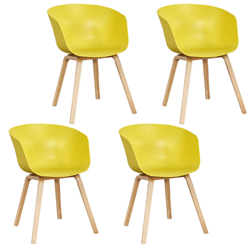 Modern Milk Tea Shop Solid Back Arm Chair Plastic Matte Finish Dining Chair Golden Set of 4 Clearhalo ' kitchen&dining_furn' 'Dining Chairs' 'Dining Tables & Seating' 'dining_chair' 'Furniture' 'furniture_dining_chair' 'Kitchen & Dining Furniture' 'kitchen' 4641113