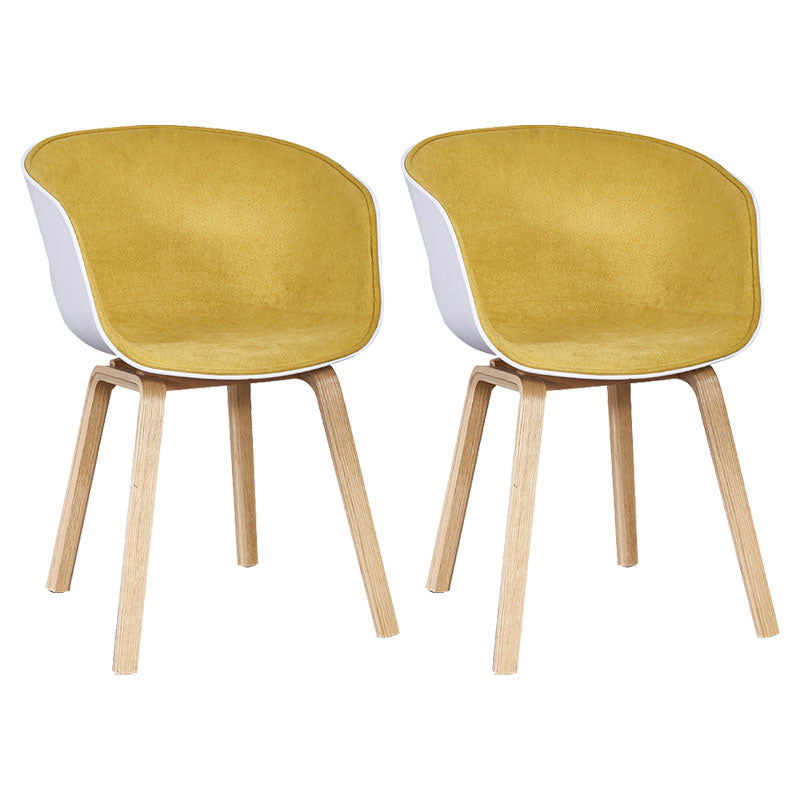 Modern Milk Tea Shop Solid Back Arm Chair Plastic Matte Finish Dining Chair Yellow Set of 2 Clearhalo ' kitchen&dining_furn' 'Dining Chairs' 'Dining Tables & Seating' 'dining_chair' 'Furniture' 'furniture_dining_chair' 'Kitchen & Dining Furniture' 'kitchen' 4641118