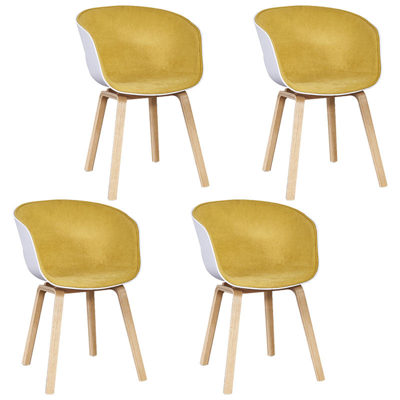 Modern Milk Tea Shop Solid Back Arm Chair Plastic Matte Finish Dining Chair Yellow Set of 4 Clearhalo ' kitchen&dining_furn' 'Dining Chairs' 'Dining Tables & Seating' 'dining_chair' 'Furniture' 'furniture_dining_chair' 'Kitchen & Dining Furniture' 'kitchen' 4641119