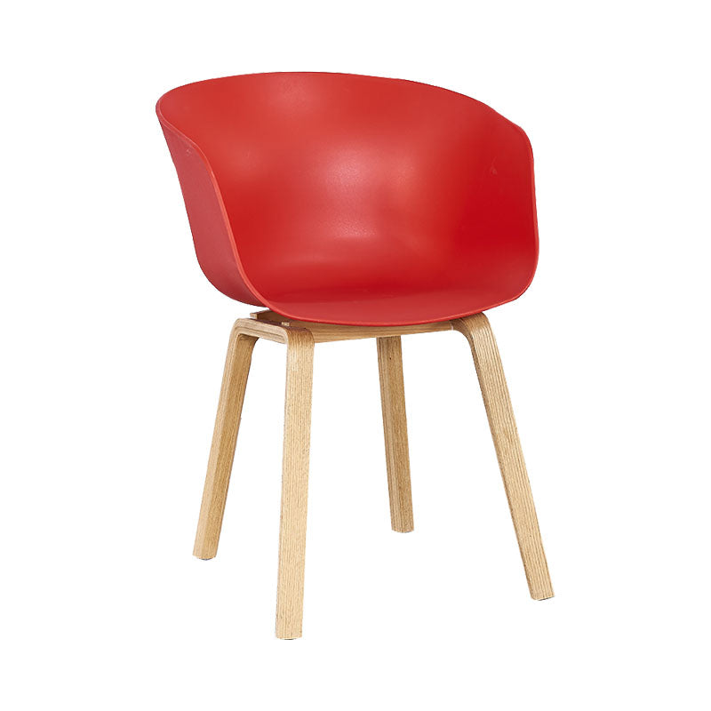 Modern Milk Tea Shop Solid Back Arm Chair Plastic Matte Finish Dining Chair Red 1 Piece Clearhalo ' kitchen&dining_furn' 'Dining Chairs' 'Dining Tables & Seating' 'dining_chair' 'Furniture' 'furniture_dining_chair' 'Kitchen & Dining Furniture' 'kitchen' 4641126